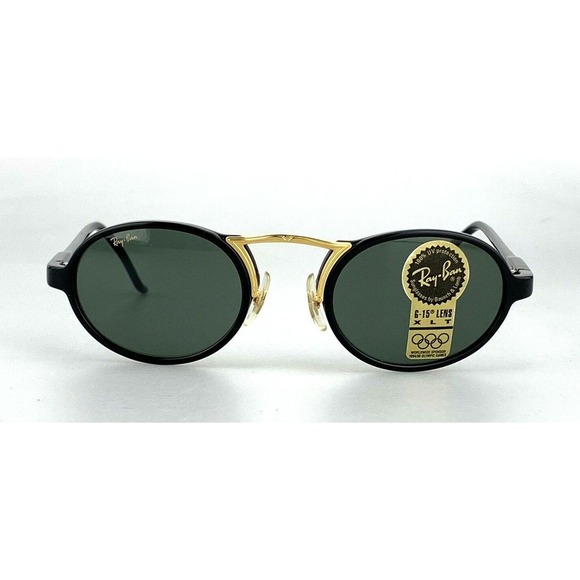 Vintage B&L Ray-Ban Black Gold Oval Cheyenne Sunglasses W1745 XPAS Bausch & Lomb